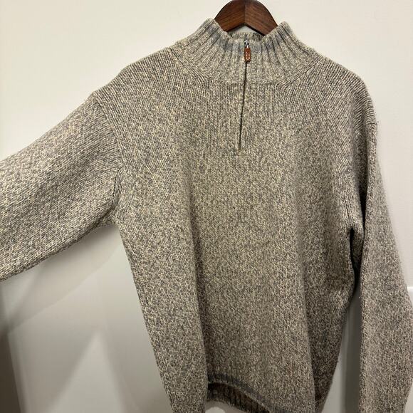 Maglione Valdoglio Italian ¼-Zip Gray & Cream Wool Sweater Men’s Size L/XL - Picture 7 of 8